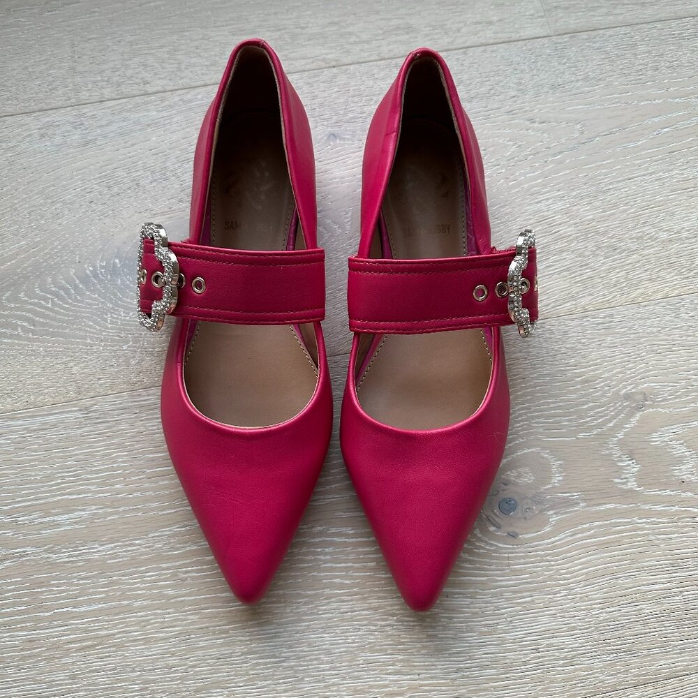 Sam & Libby Pink Mary Janes with Crystal Flower Buckle